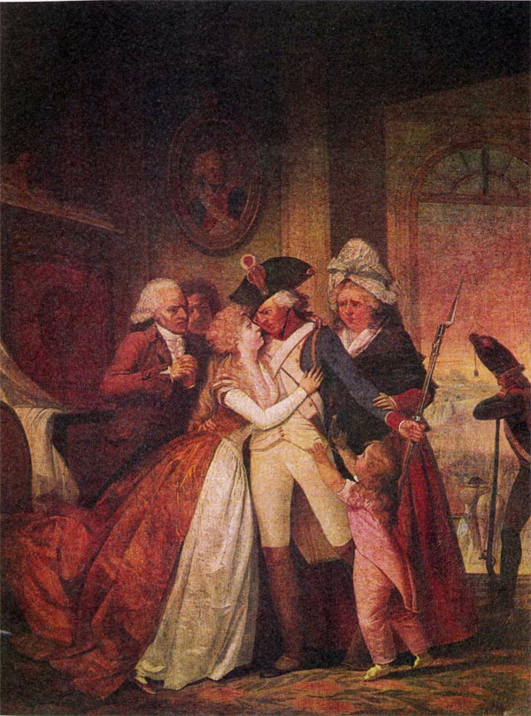 Departure of a volunteer to the revolutionary armies, painting by Watteau de Lille