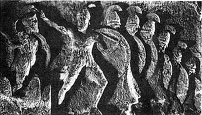  Guards on the remparts of Troy  ( Sandstone frieze c. 400 BC )