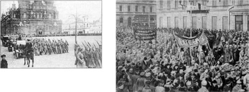 Russion soldiers marching in Petrograd in February 1917.