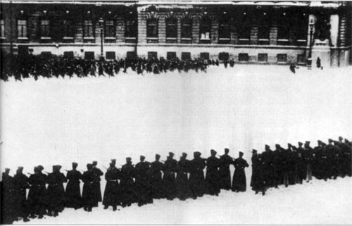 Bloody Sunday, 22nd January 1905. A petition was taken to Tsar at the St. Petersburg Winter Palace. The people were mown down.