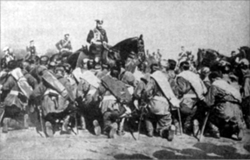 The Tsar visiting the troops during Wold War I