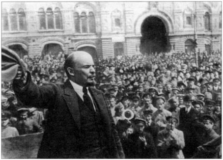 Lenin making a speech in Moscow