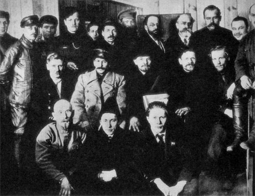 Delegates to the VIIIth Congress of the Communist Party (1919), Stalin, Lenin and Trotsky at the centre.