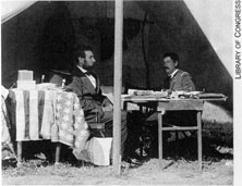 President Lincoln with General McClellan on the battle-field of Antietam