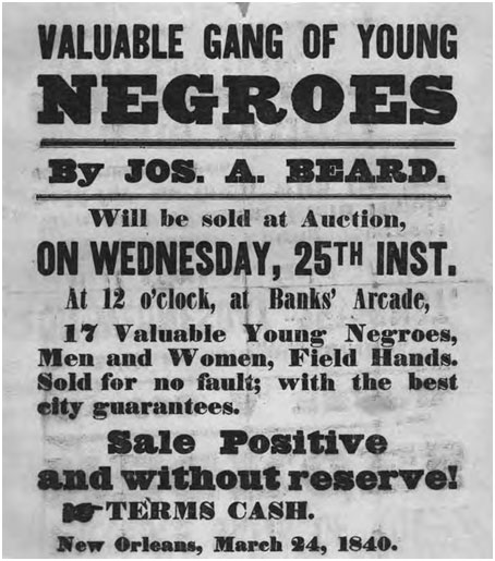 Advertising poster for sale of negroes