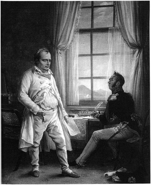 Napoleon in St Helena, by Steuben. He is represented dictating his Memoirs to the  General Gourgaud. Gourgaud who had been present at all the great battles of the  Empire, remained three years in the island.