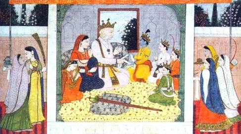  Rama and Lakshmana at the court of Janaka, the king of Mithila,Pahari.  Courtesy:Govt.Museum and Art Gallery, Chadigarh (India )  Page-16